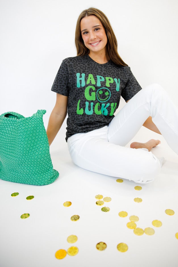 Happy Go Lucky Leopard Graphic Tee