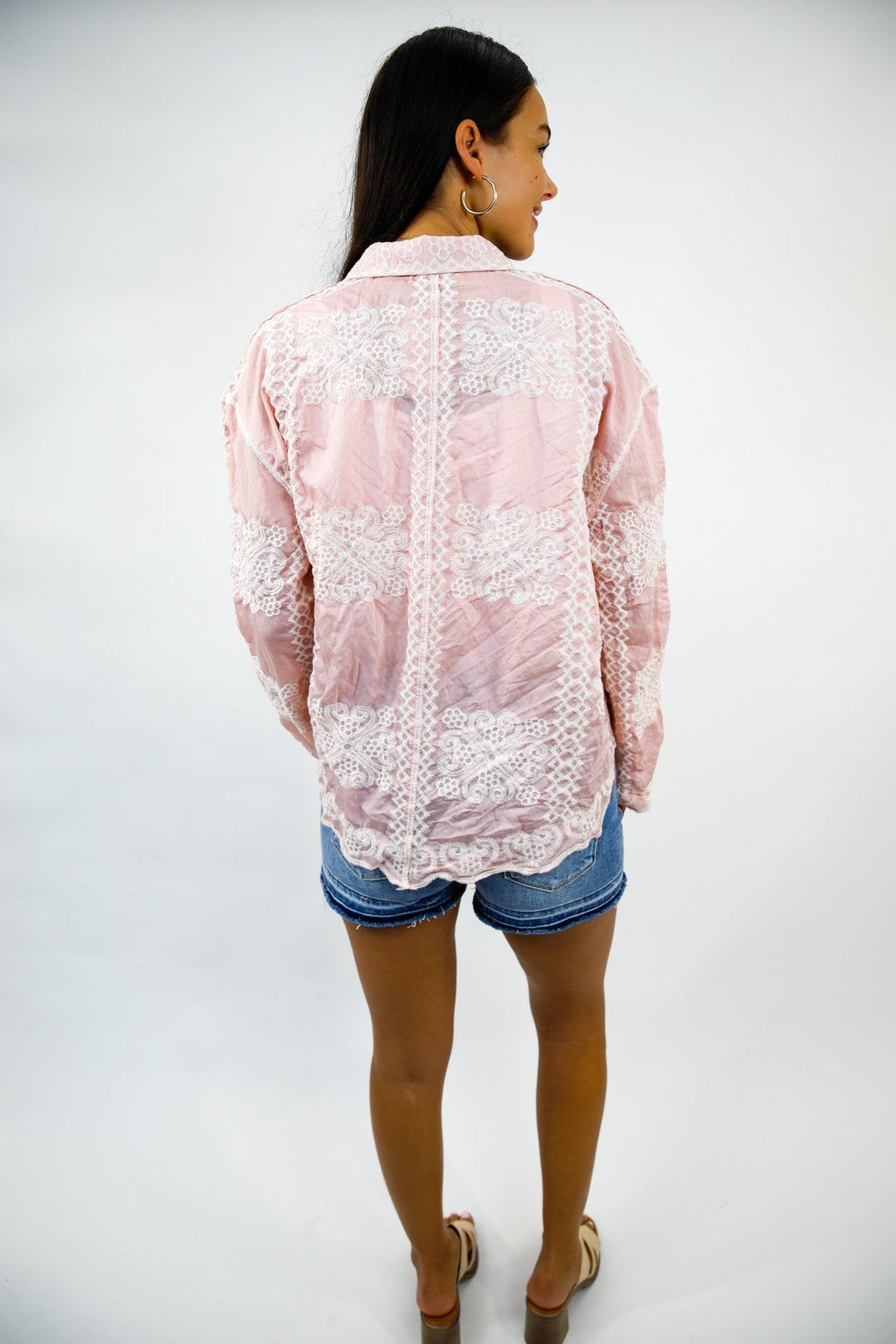 Petalwood Lace Button Down