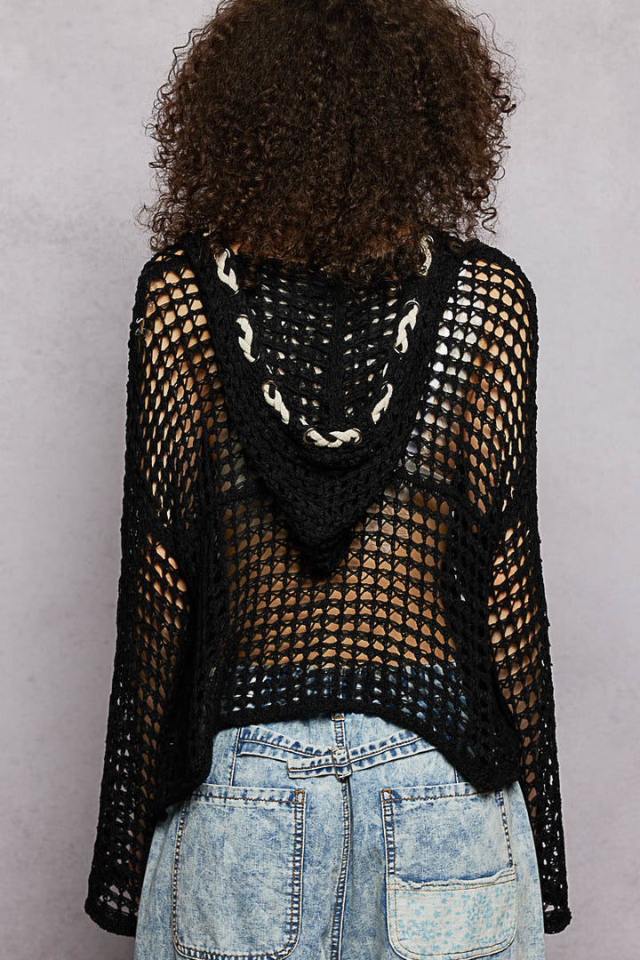 Star Stud Hooded Sweater