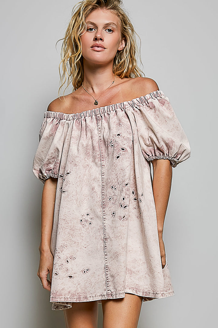 Pink Marble Denim Mini Dress
