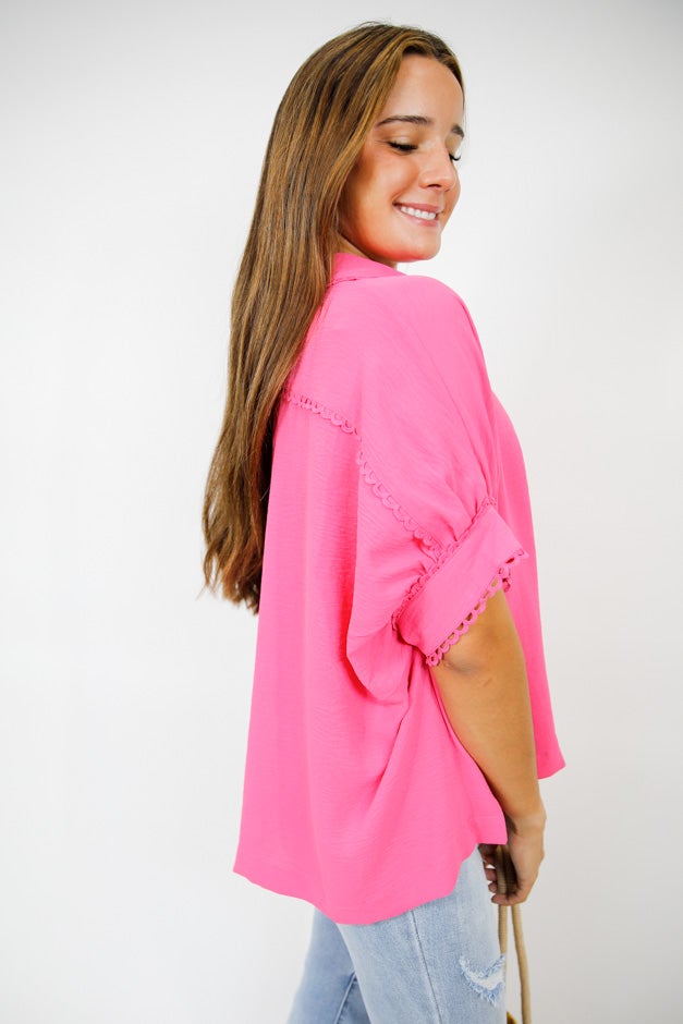 Fresh Flair Scallop Trim Blouse *Final Sale*