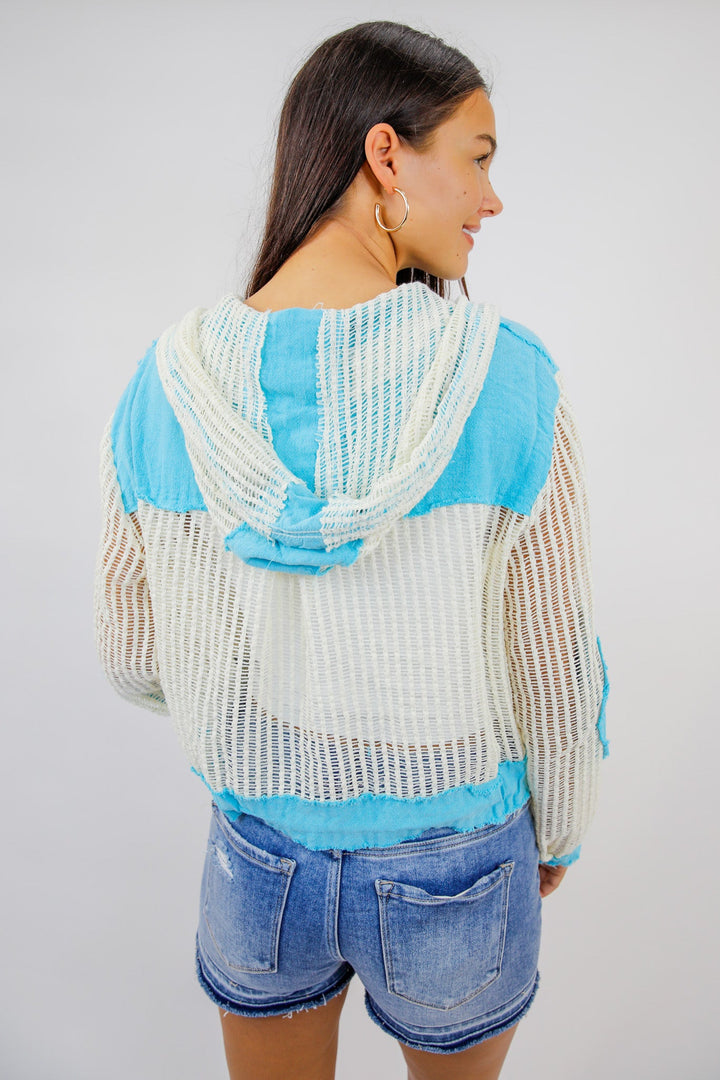 Feel The Breeze Open Knit Jacket With Hoodie