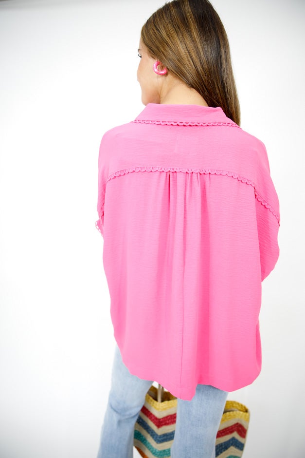 Fresh Flair Scallop Trim Blouse *Final Sale*