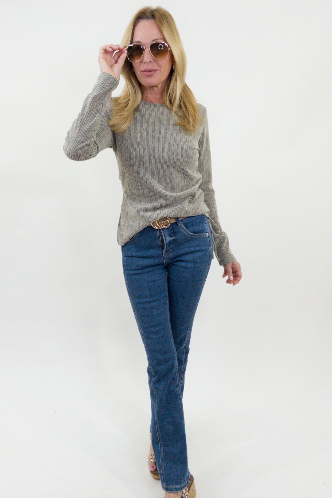 Black Label Ruched Knit Top