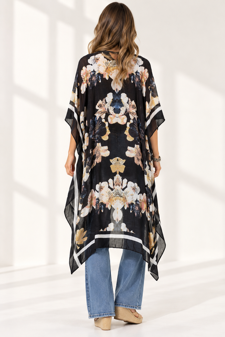 Moonlit Floral Viscose Kimono