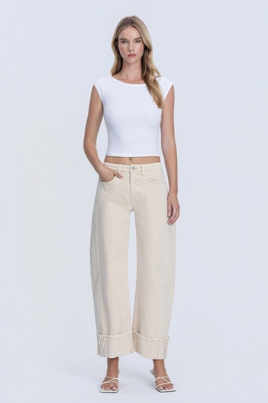 Flying Monkey Coastal Cream Barrel Jeans