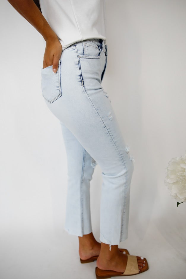 Risen- Sunbleached Distressed Straight Jeans *Final Sale*