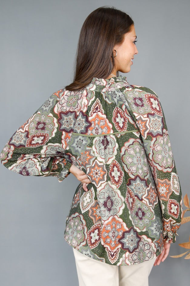 Sierra Mosaic Button Blouse