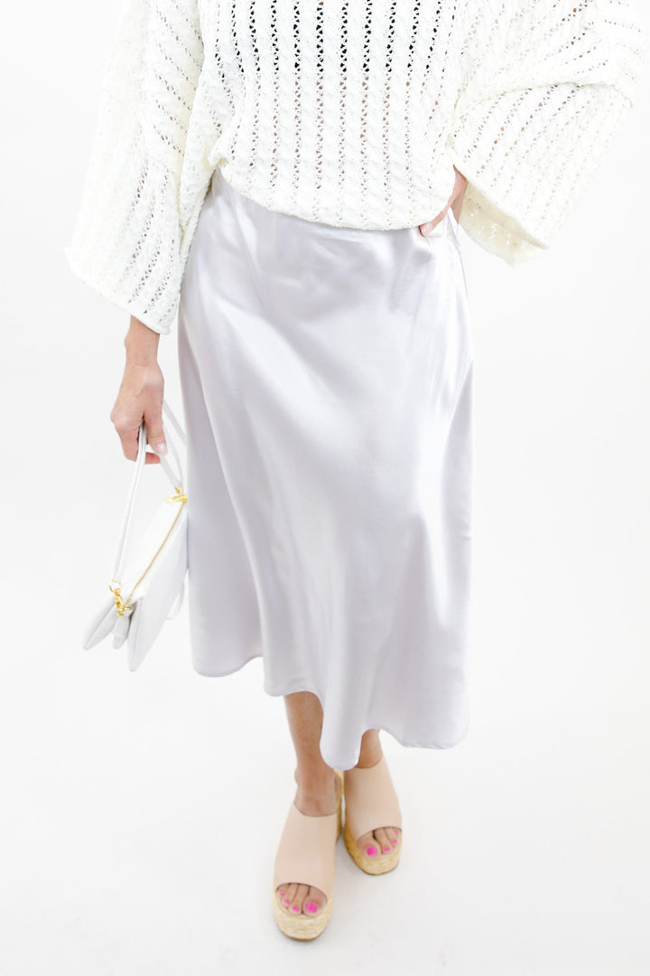 Soft Romance Satin Midi Skirt