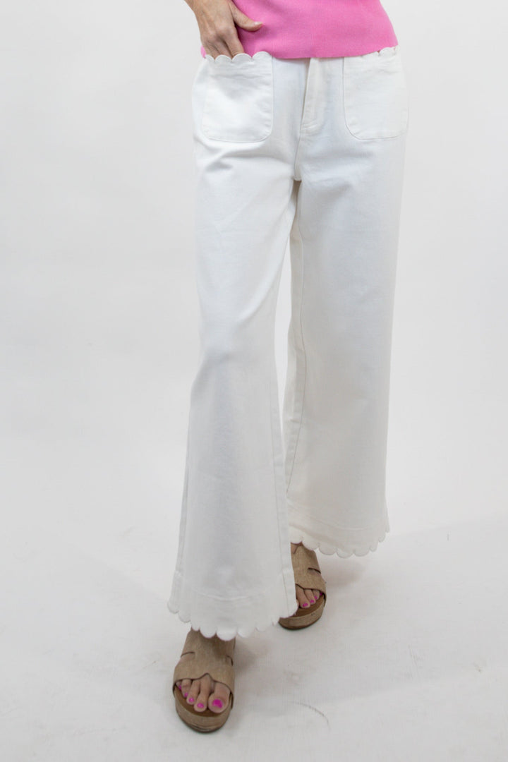 Chateau Scallop Wide-Leg Pants
