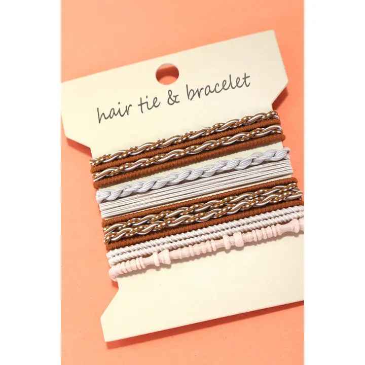 Boho Multi-Style Hair Tie Bracelet Set