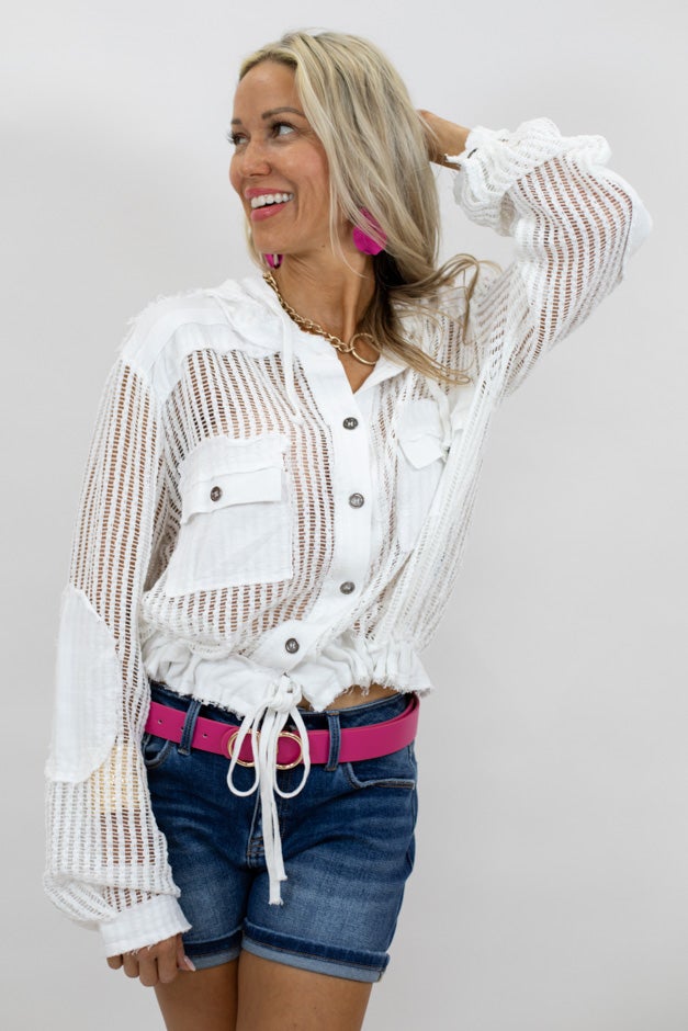 Feel The Breeze Open Knit Jacket With Hoodie