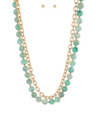 Golden Gem Drop Necklace Set