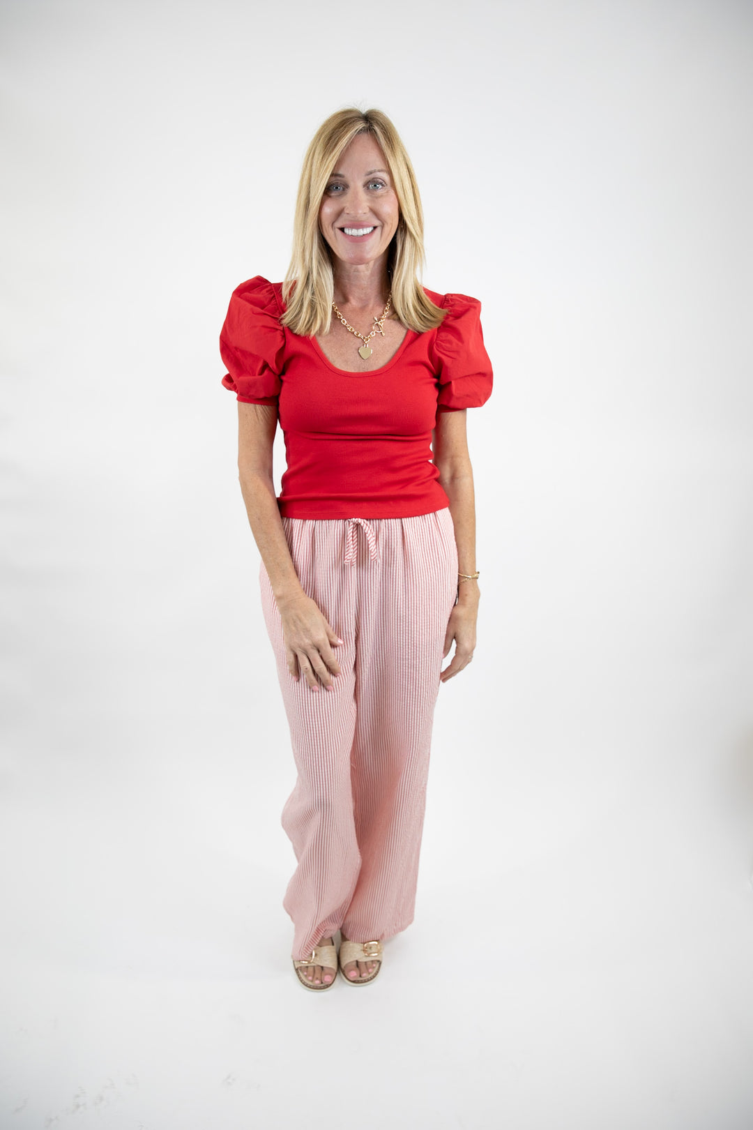 Classic Red Puff Sleeve Top
