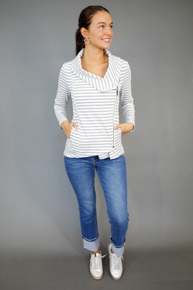 Harbor Stripe Moto Jacket
