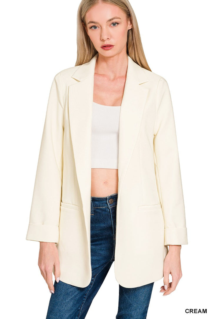 Camille Structured Open Front Blazer