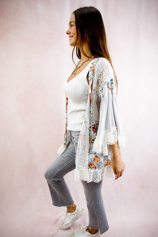 Boho  Floral Patchwork Cardigan