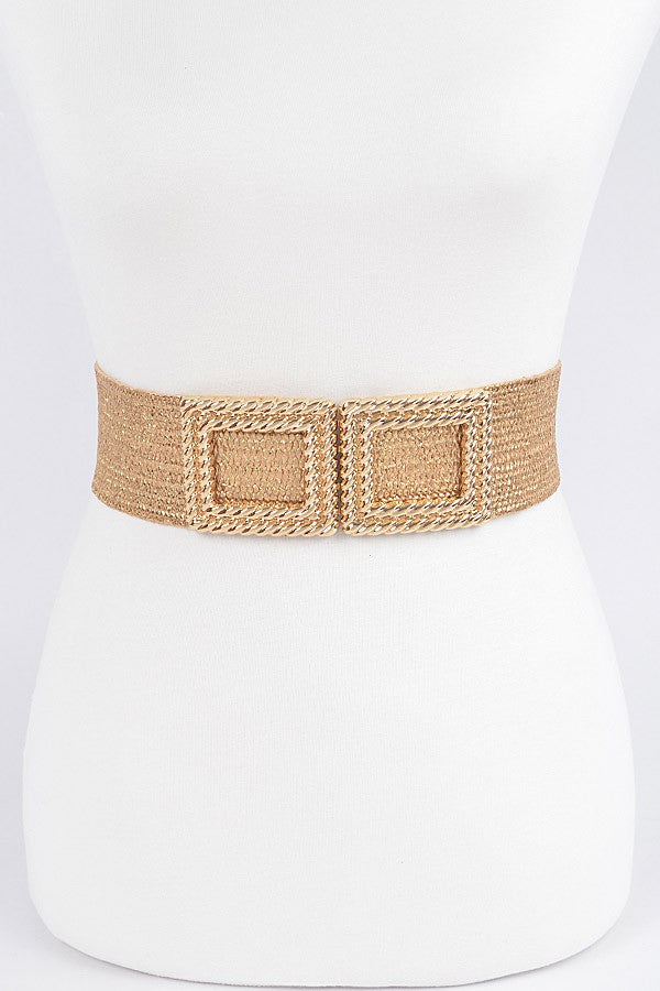 Square Double Buckle Stretch Belt