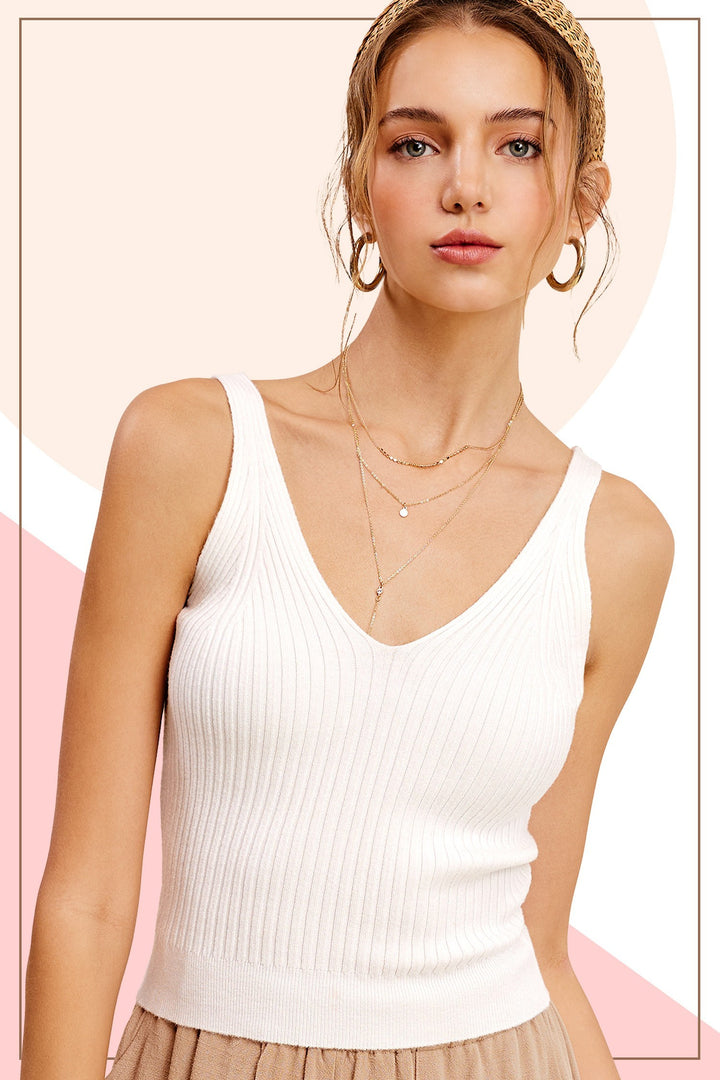 On the Go Ribbed V-Neck Tank