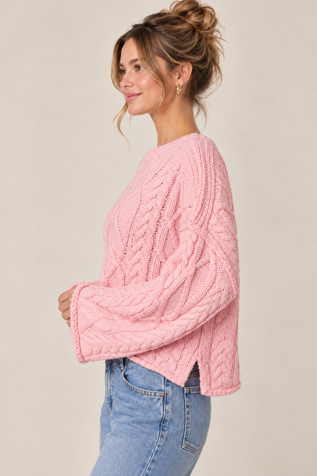 Pretty in Pink Cable Sweater