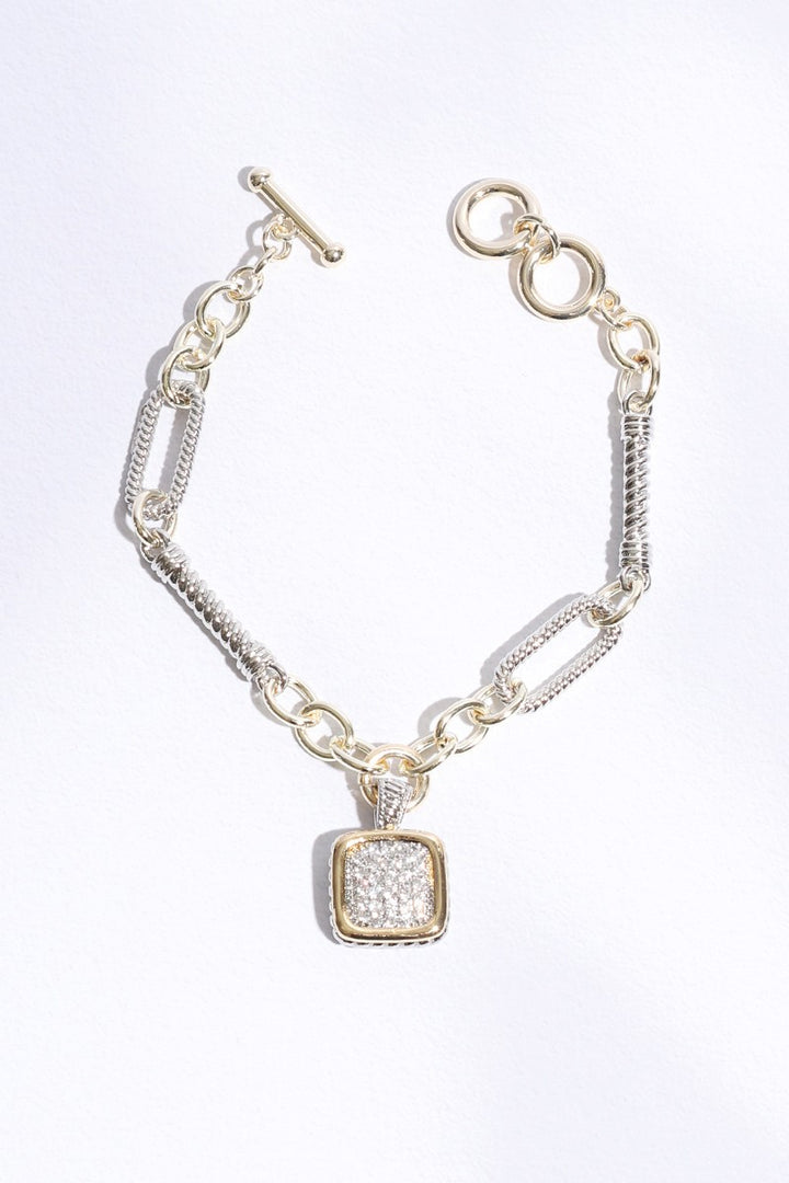 Midnight Spark Square CZ Link Bracelet