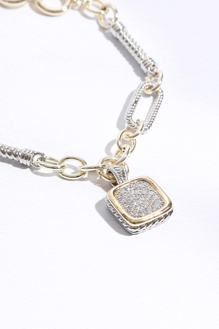 Midnight Spark Square CZ Link Bracelet