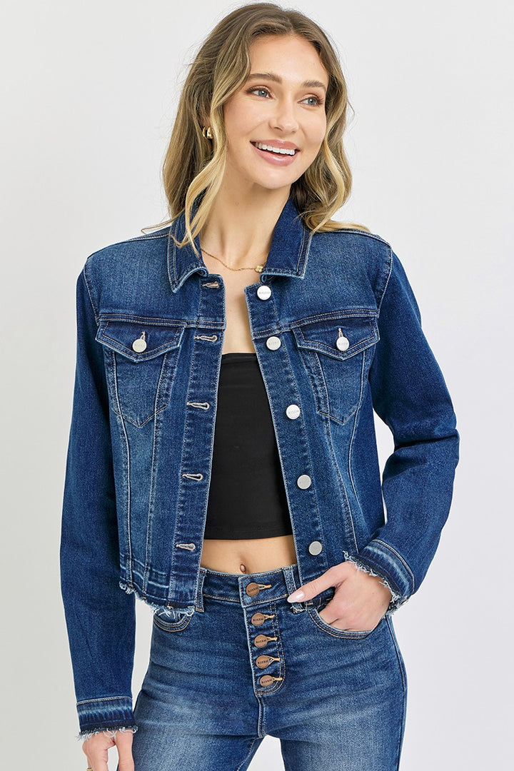 Midnight Edge Raw Hem Denim Jacket