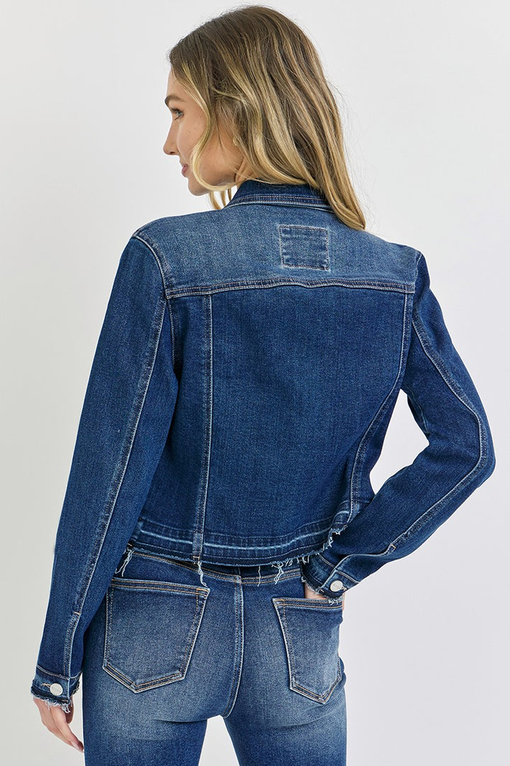 Midnight Edge Raw Hem Denim Jacket