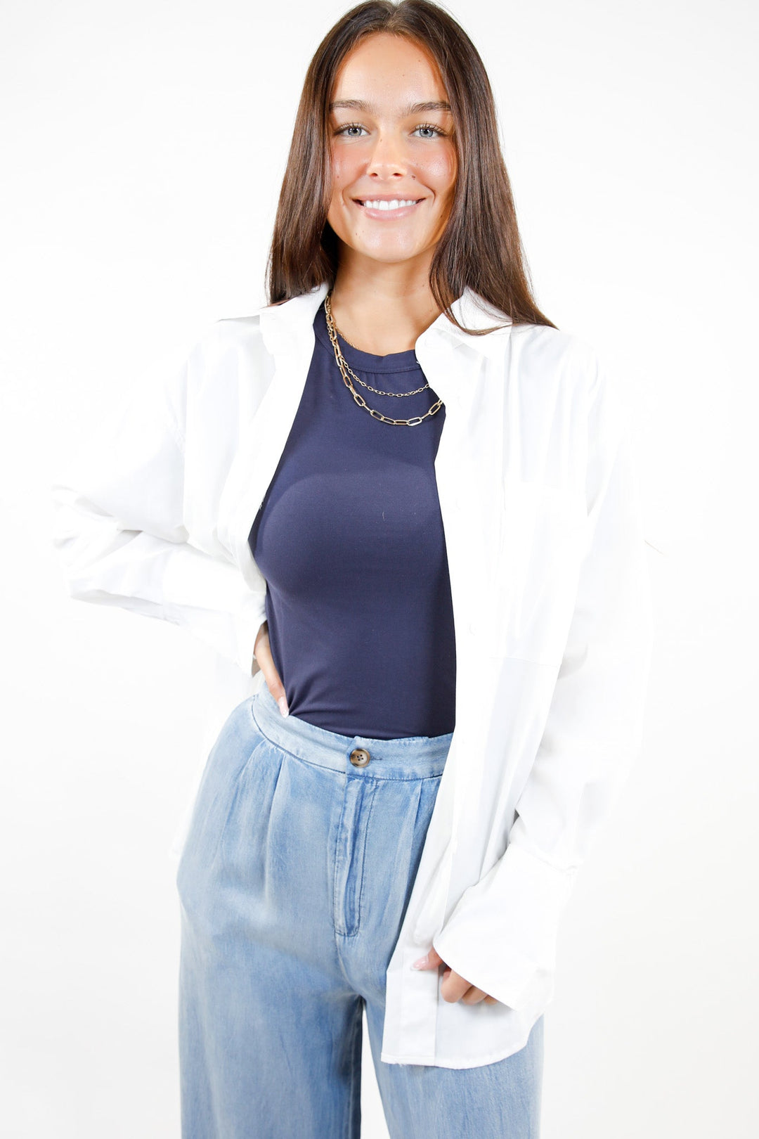 Effortless Ivory Oversized Button Down