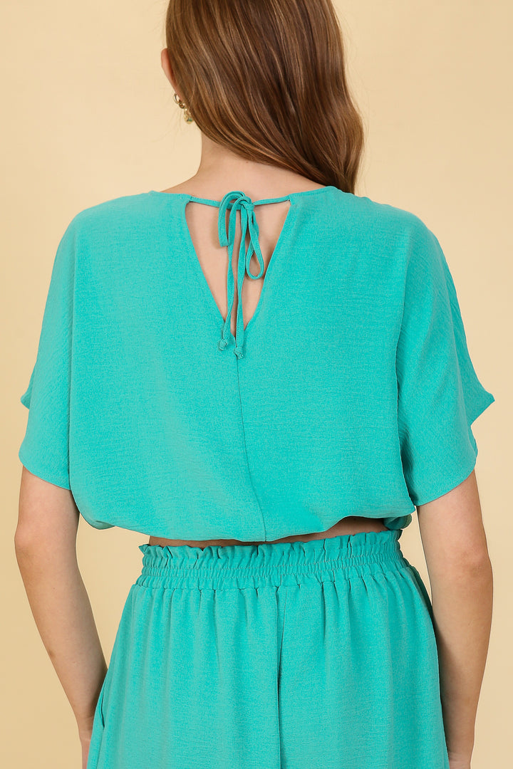 Jade Pleated Crop Top