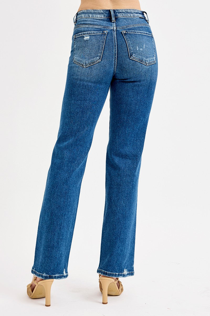 Distressed Straight Leg Jeans