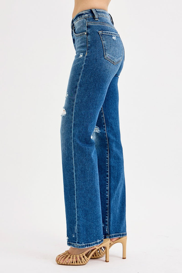 Distressed Straight Leg Jeans