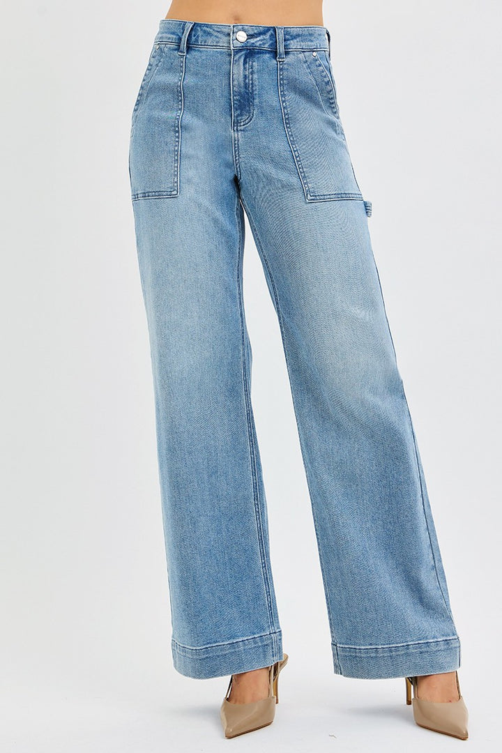 Cargo Pocket Straight Jeans