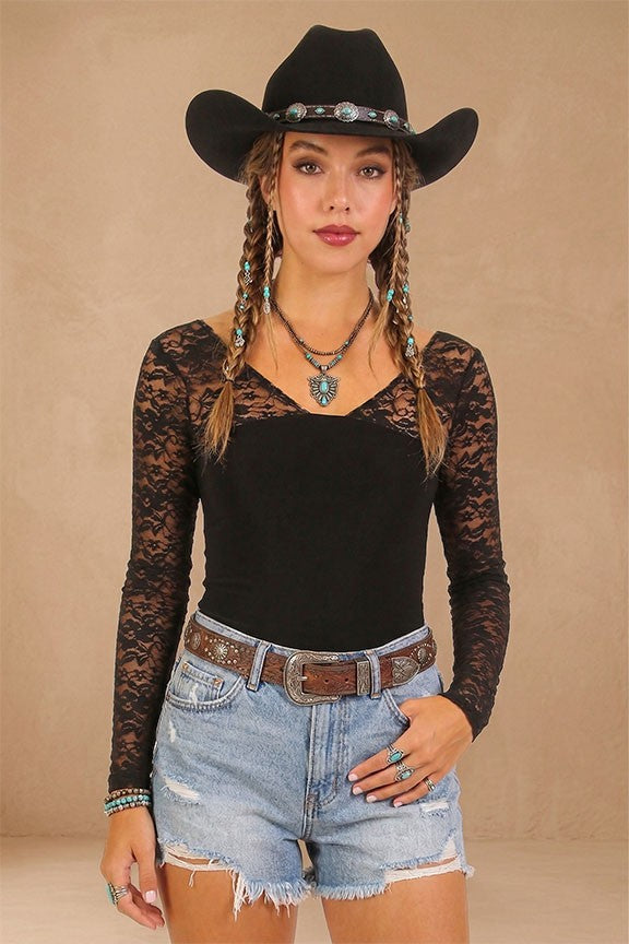 Contour Lace Corset Knit Top