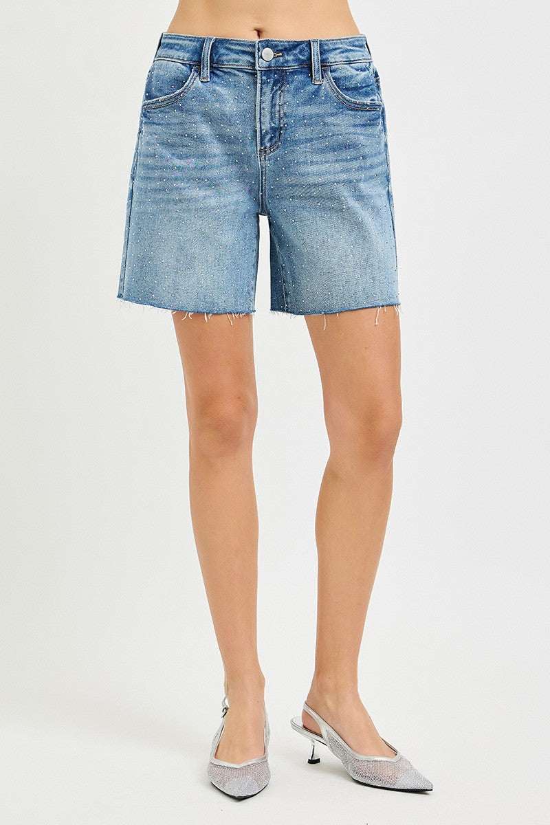 Sparkle Rhinestone Denim Shorts