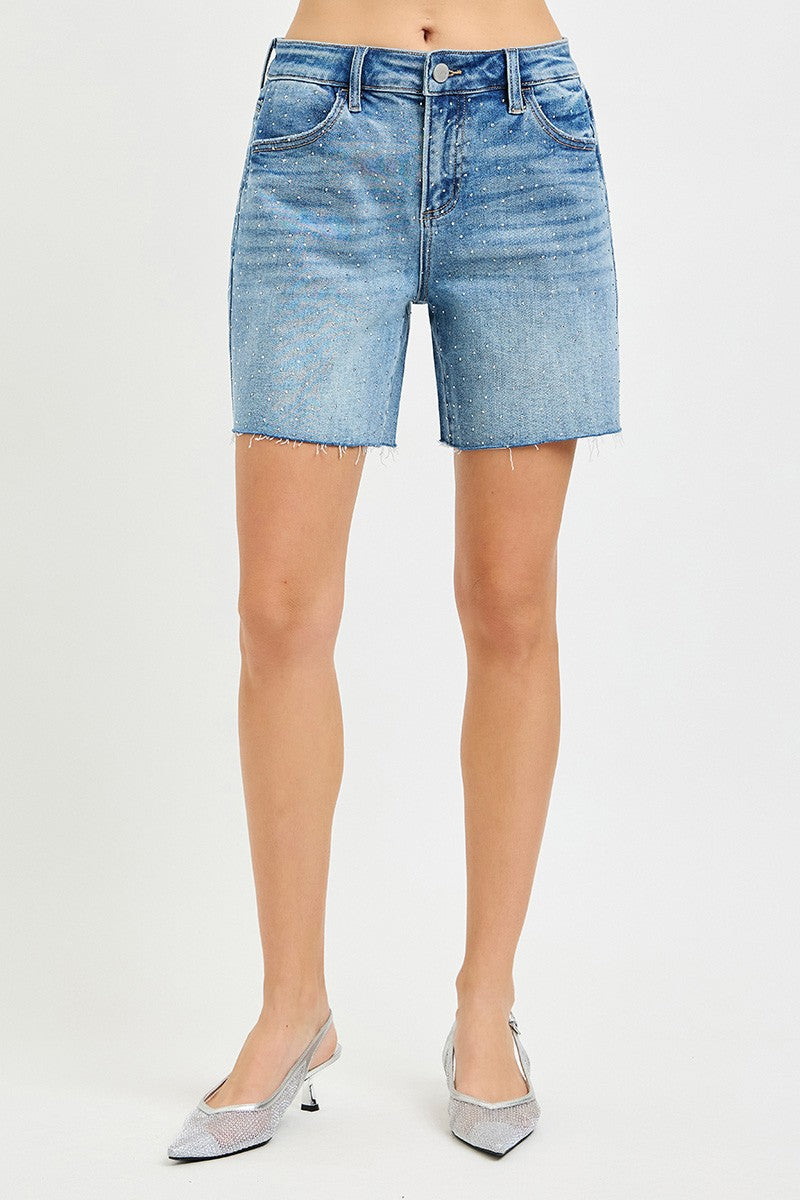 Sparkle Rhinestone Denim Shorts