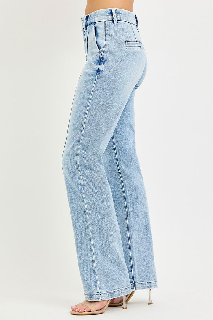 Tailored Pin Tuck Straight Jeans