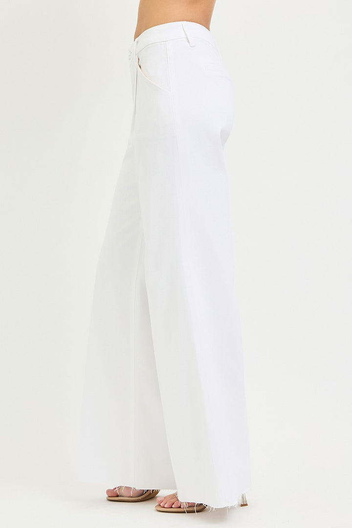Pleated Wide Leg Denim Pants