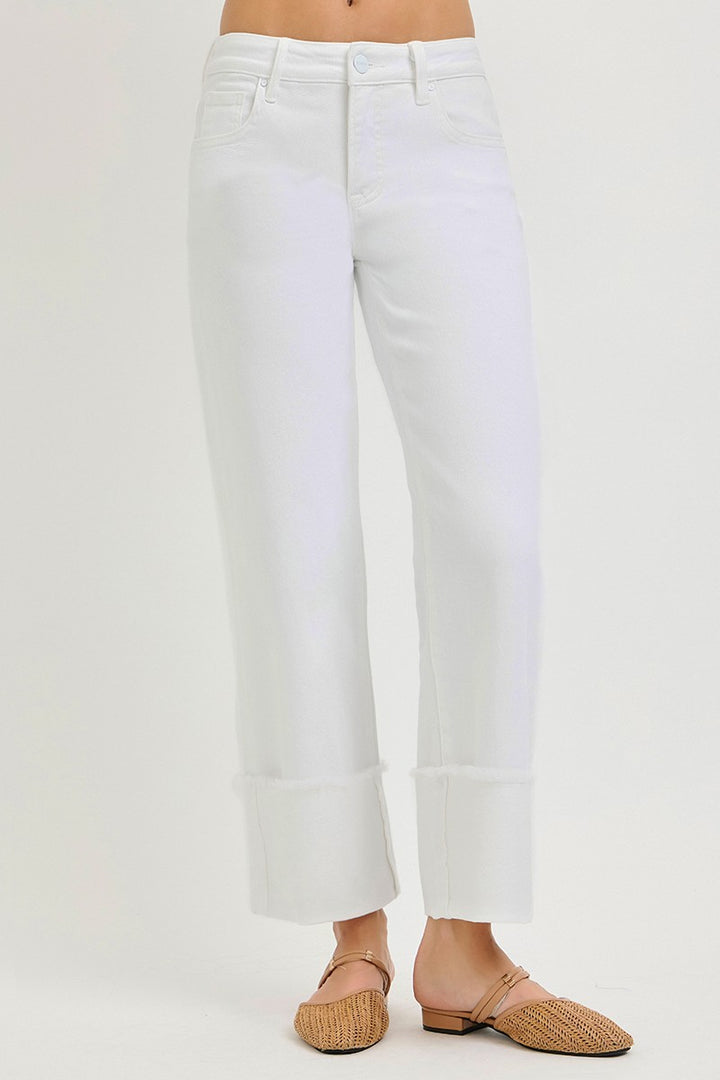 Cuffed Crop Wide Denim