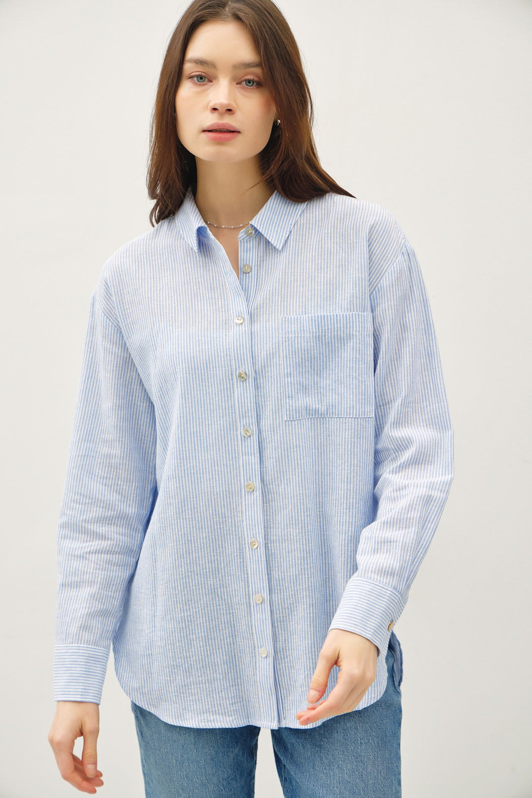 Classic Striped Linen Button Up