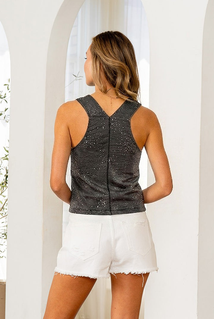 Shimmer Shift Cowl Neck Top