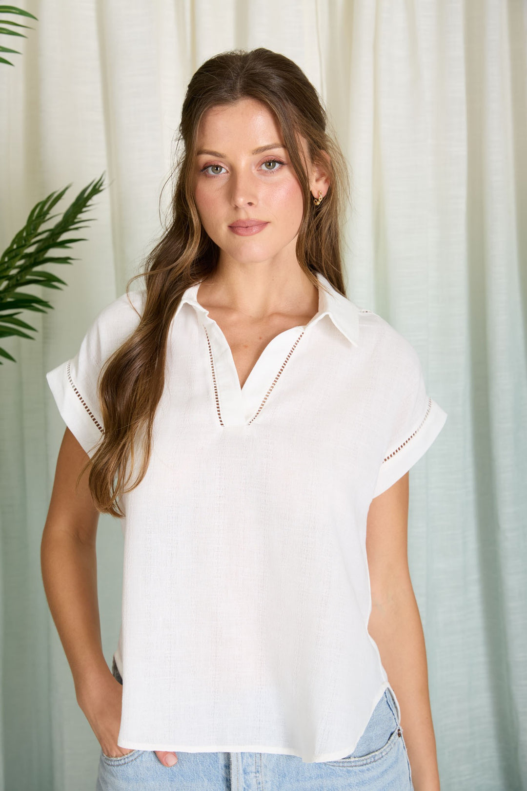 Line by Line V Neck Knit Top