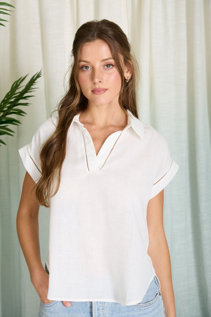 Line by Line V Neck Knit Top