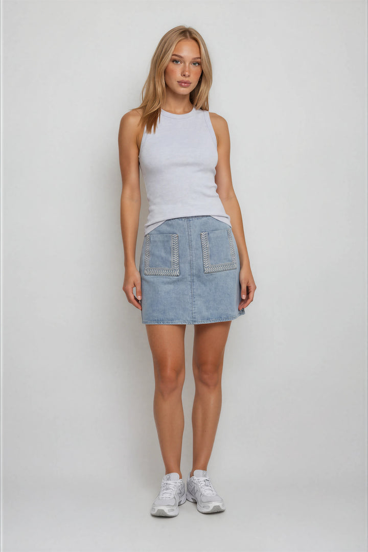 Stitched in Style Denim Mini Skirt