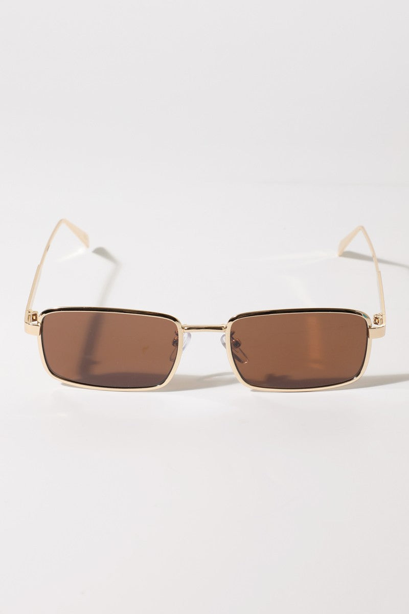 Gold Frame Rectangle Sunglasses