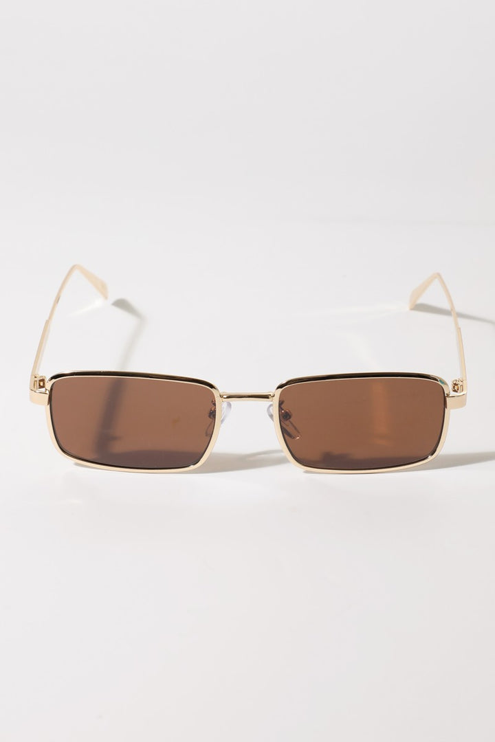 Gold Frame Rectangle Sunglasses