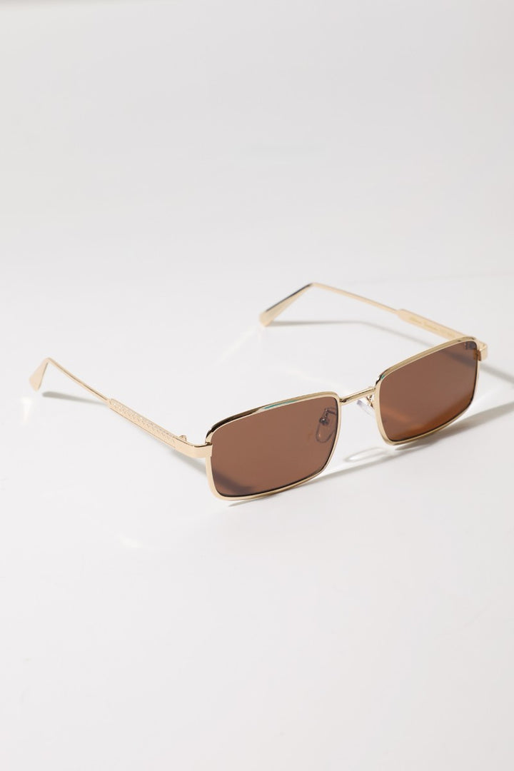 Gold Frame Rectangle Sunglasses