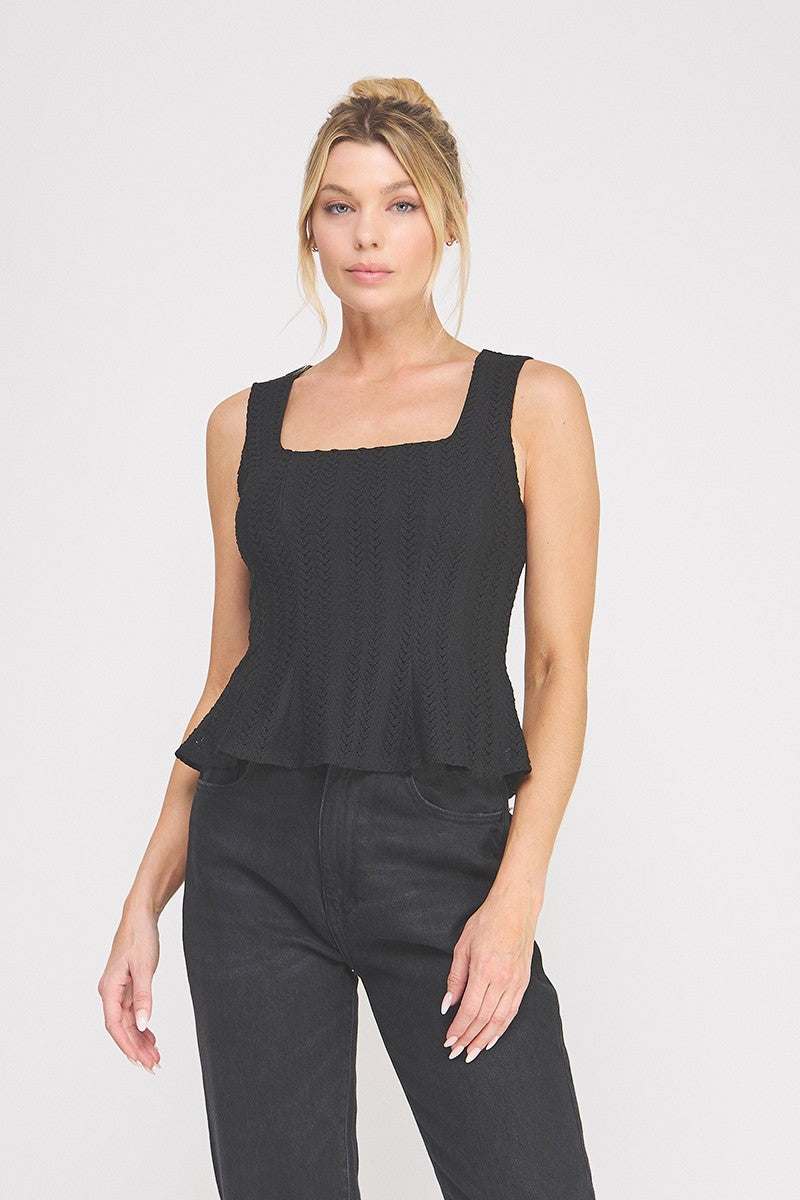 Pretty Pointelle Peplum Tank