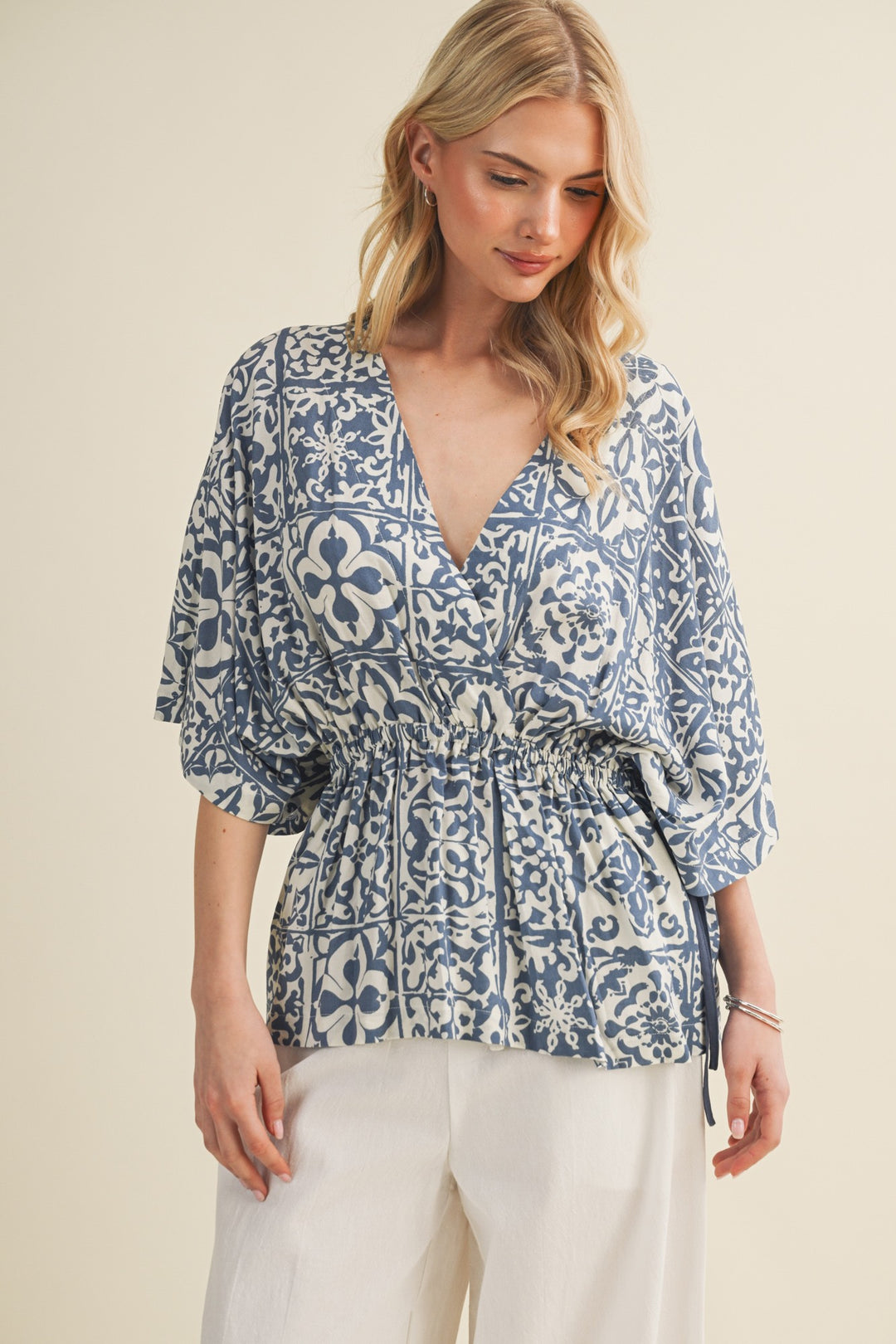 Sweet Bloom V-Neck Peplum Top