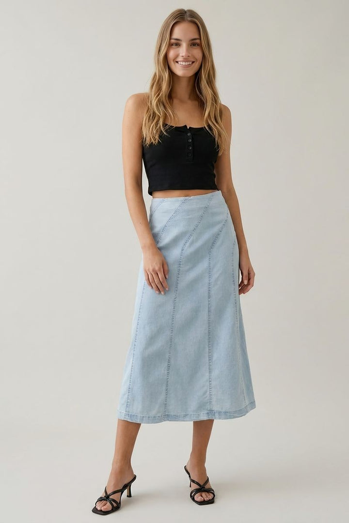 Diagonal Direction Tencel Skirt